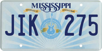 MS license plate JIK275