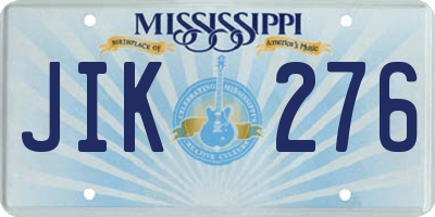 MS license plate JIK276