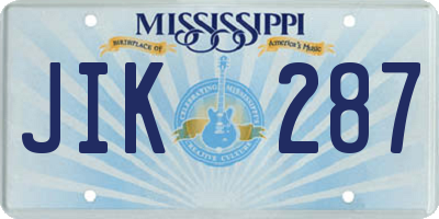 MS license plate JIK287