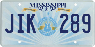 MS license plate JIK289