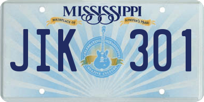 MS license plate JIK301