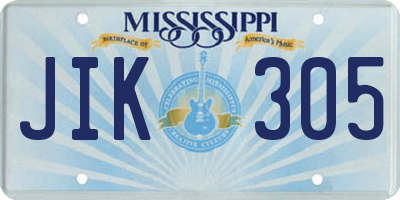 MS license plate JIK305