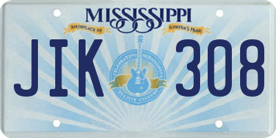 MS license plate JIK308
