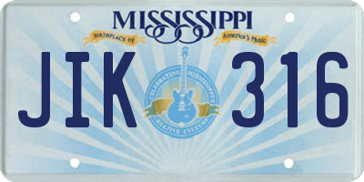 MS license plate JIK316