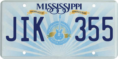 MS license plate JIK355