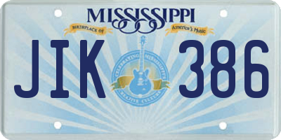 MS license plate JIK386