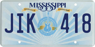 MS license plate JIK418