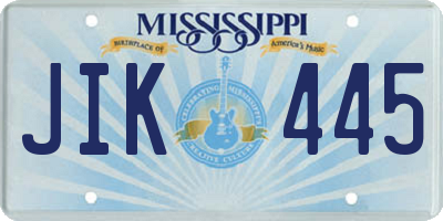 MS license plate JIK445
