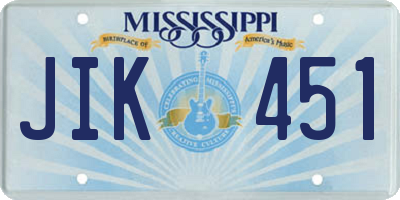 MS license plate JIK451