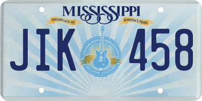 MS license plate JIK458