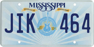 MS license plate JIK464