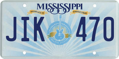 MS license plate JIK470