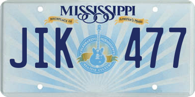 MS license plate JIK477