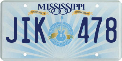 MS license plate JIK478