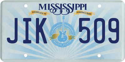 MS license plate JIK509