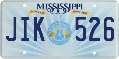 MS license plate JIK526