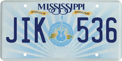 MS license plate JIK536