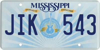 MS license plate JIK543