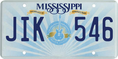 MS license plate JIK546