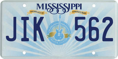 MS license plate JIK562