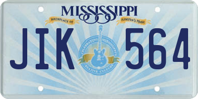 MS license plate JIK564