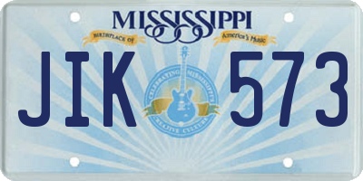 MS license plate JIK573