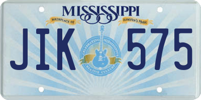 MS license plate JIK575