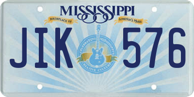 MS license plate JIK576