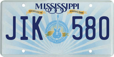 MS license plate JIK580