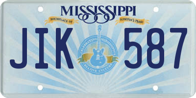 MS license plate JIK587