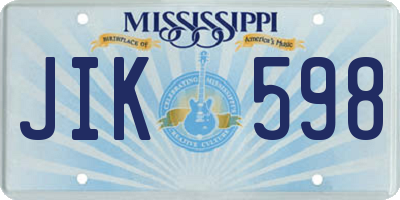 MS license plate JIK598