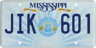 MS license plate JIK601