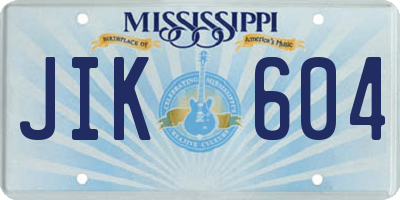MS license plate JIK604