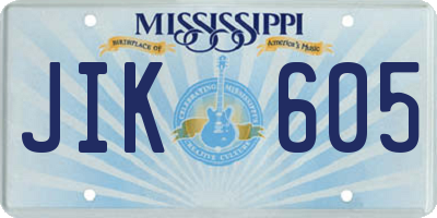 MS license plate JIK605