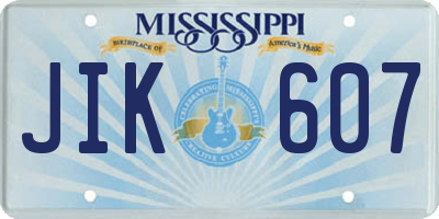 MS license plate JIK607