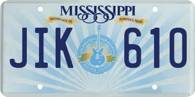 MS license plate JIK610