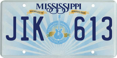 MS license plate JIK613