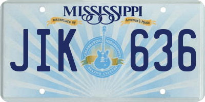 MS license plate JIK636