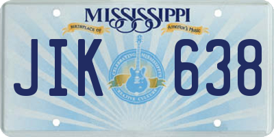 MS license plate JIK638