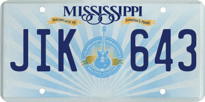 MS license plate JIK643