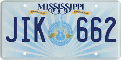 MS license plate JIK662