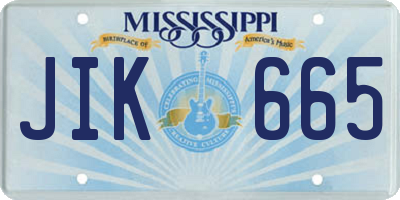 MS license plate JIK665
