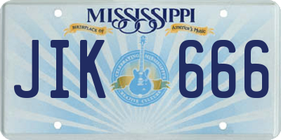 MS license plate JIK666