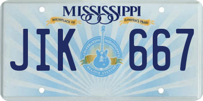 MS license plate JIK667