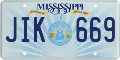 MS license plate JIK669