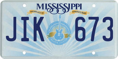 MS license plate JIK673