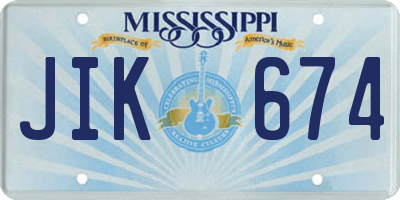 MS license plate JIK674