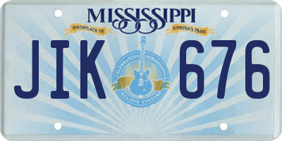 MS license plate JIK676