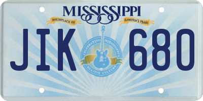 MS license plate JIK680