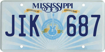 MS license plate JIK687